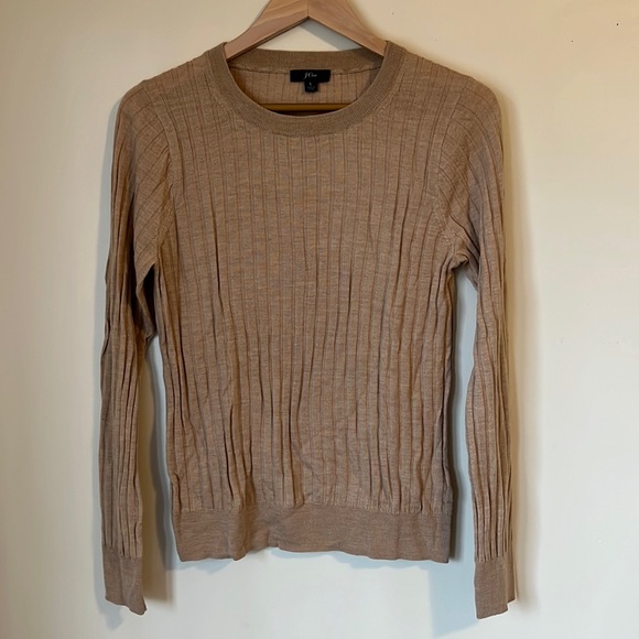 J.Crew Tippi Sweater in Ribbed Merino in Heathered Camel - Picture 1 of 6